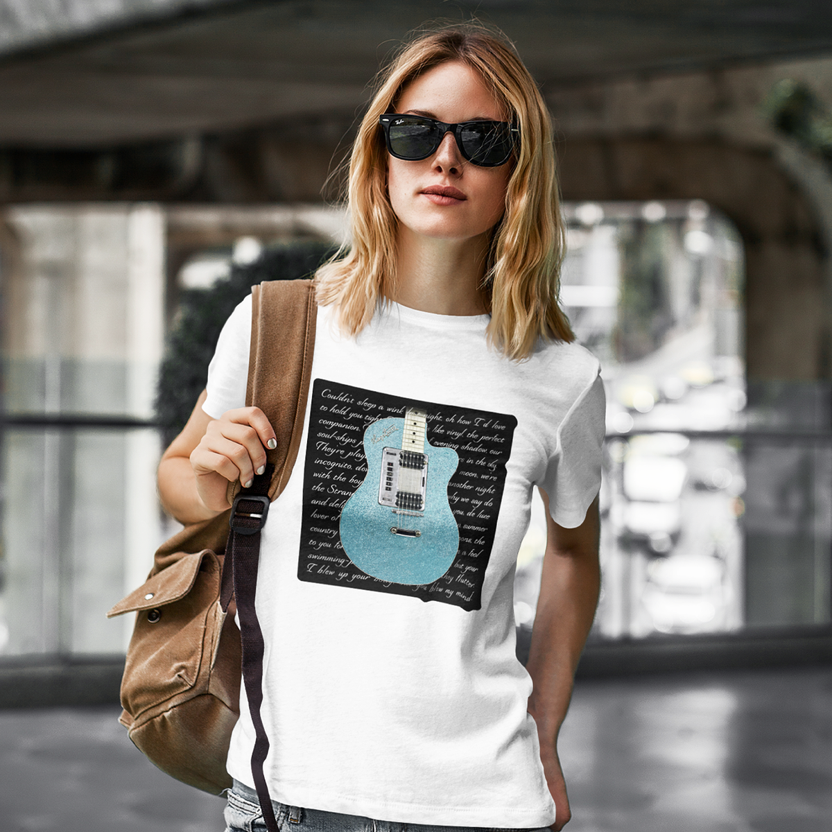 – John7arts Bryan Music Unisex Cotton Ferry Soft Guitar T-Shirt Roxy