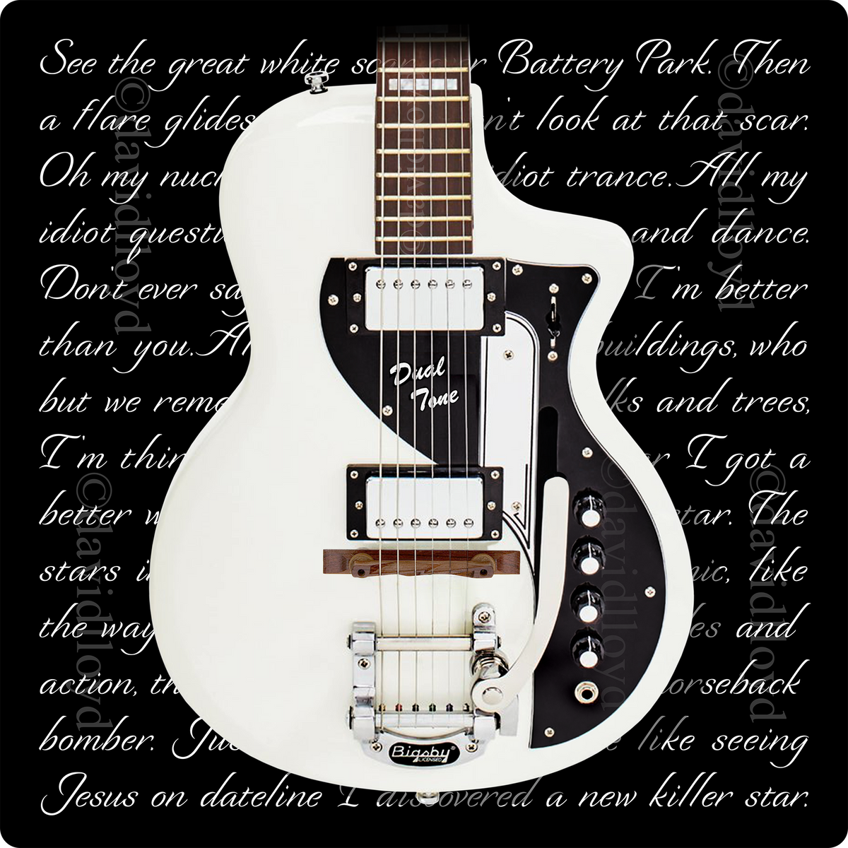 David Bowie - Miniature Guitar - Music Gifts - Handmade ornament