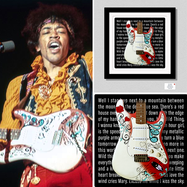 Jimi Hendrix Inspired Signed Limited Edition Monterey Stratocaster Guitar Print Gift