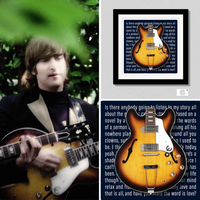 John Lennon Print, Unique Beatles Vintage Sunburst Guitar Print