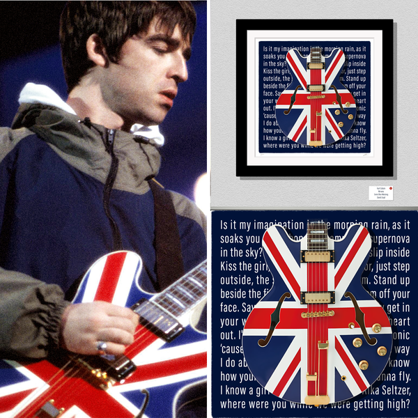 Noel Gallagher Oasis Inspired Union Jack Guitar Limited Edition Print Gift - Custom Epiphone Sheraton Vintage Iconic Rock Guitar