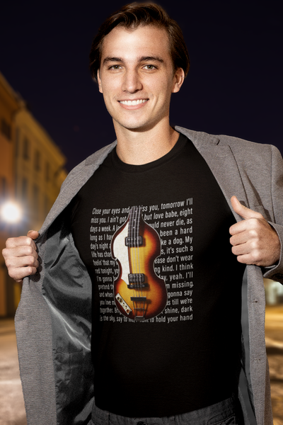 Paul McCartney Beatles Hofner Bass Guitar T-Shirt Unique Unisex Soft Cotton Tee