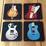 Roxy Music Coaster Gift - Bryan Ferry Inspired Iconic Deluxe Blue Sparkle Guitar Drinks Mat
