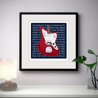 Iconic Jaguar Guitar Inspired Candy Apple Red Guitar Print Gift