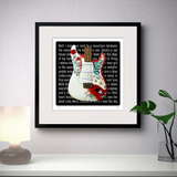 Jimi Hendrix Inspired Signed Limited Edition Monterey Stratocaster Guitar Print Gift
