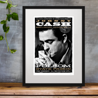Johnny Cash Poster - Gallery Quality Giclée Print Folsom State Prison Wall Art Gift On Archive Paper For Johnny Cash Fan