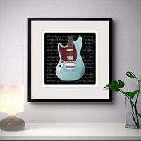 Iconic Mustang Guitar Inspired Dakota Red Guitar Print Gift