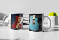 Bryan Ferry Roxy Music Inspired Deluxe Blue Sparkle Premium Quality 11oz Guitar Coffee Mug Gift