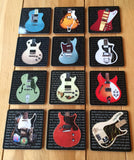 Roxy Music Coaster Gift - Bryan Ferry Inspired Iconic Deluxe Blue Sparkle Guitar Drinks Mat