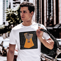 St Vincent Annie Clark white soft cotton unisex guitar t-shirt design inspired by Annie’s neon orange Signature Music Man 2
